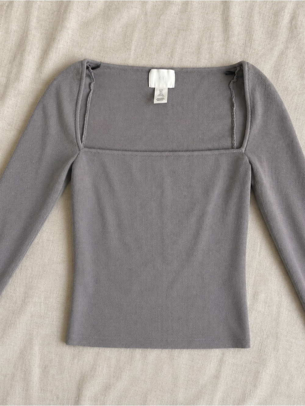 H&mClassic Square-Neck Ribbed Top in Gray